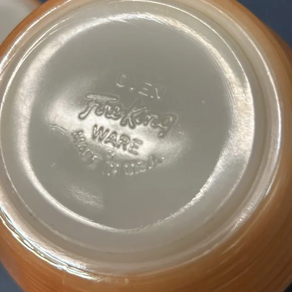 Vintage Fire King Luster Bowl With Handle Peach Iridescent Beehive Ovenware Soup - Picture 4 of 7